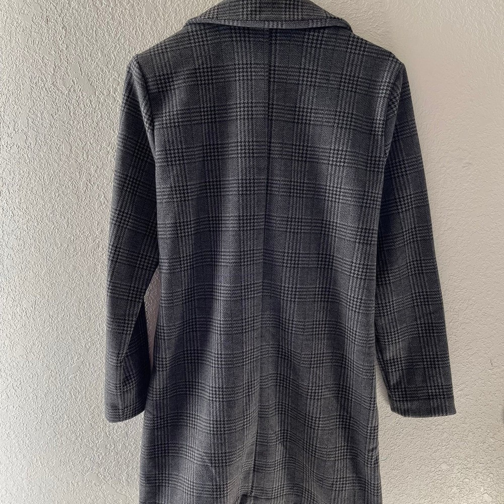 Grey Houndstooth Long Coat M - image 4
